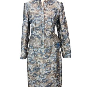 NWT Doncaster Collection Metallic floral brocade skirt suit set size 2